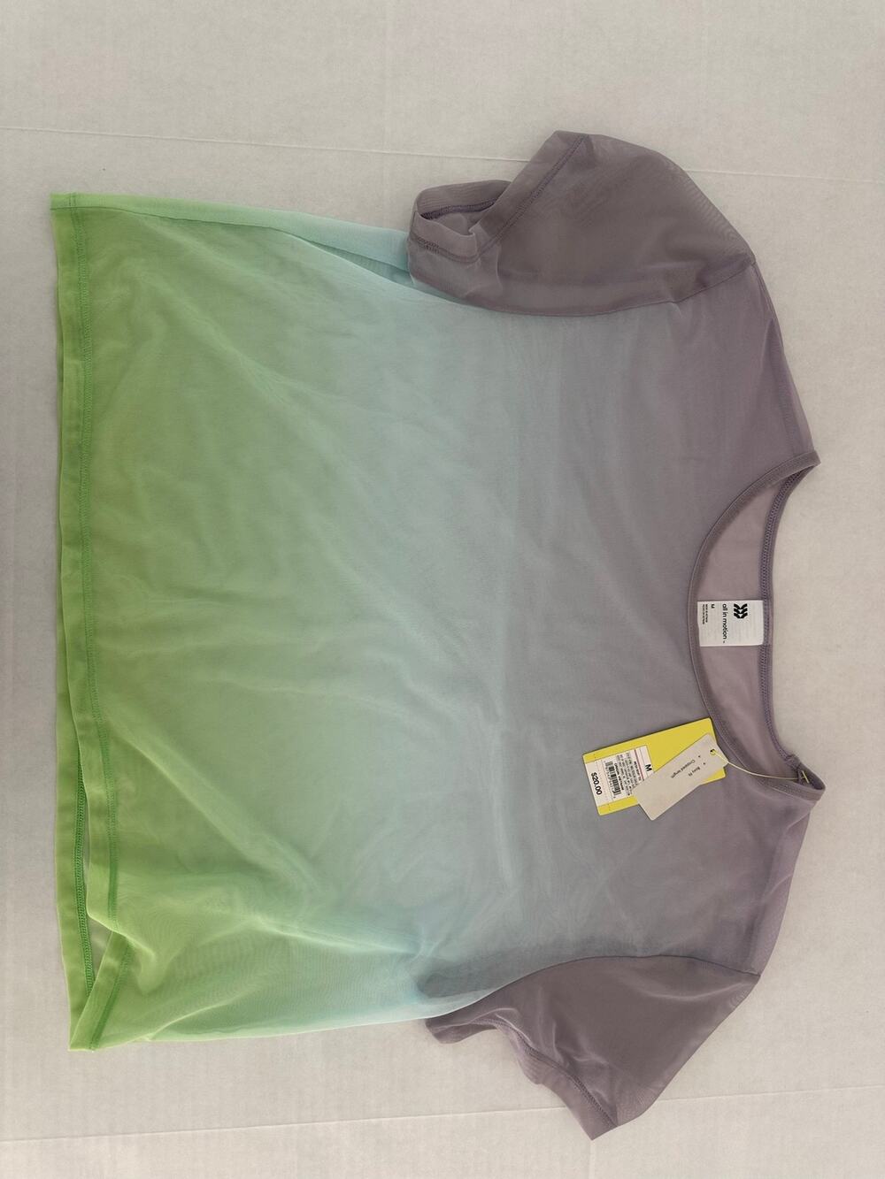All In Motion Mesh Boxy Cropped Tee Ombre Green Purple Medium NWT
